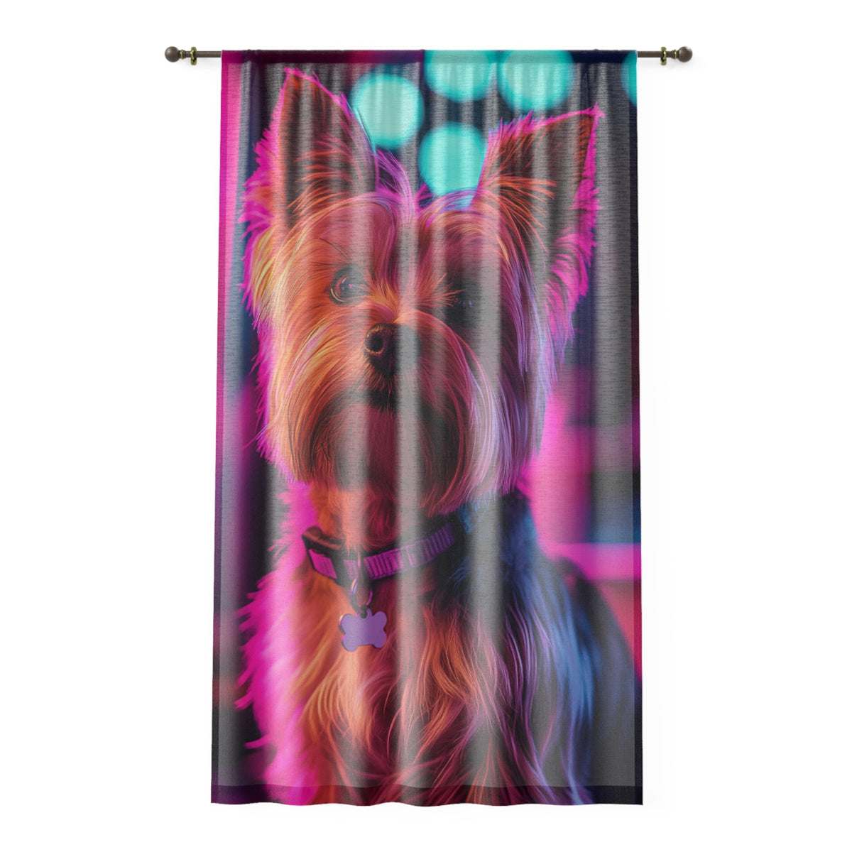 Rideau Chien Yorkie Salon Néon-Lights