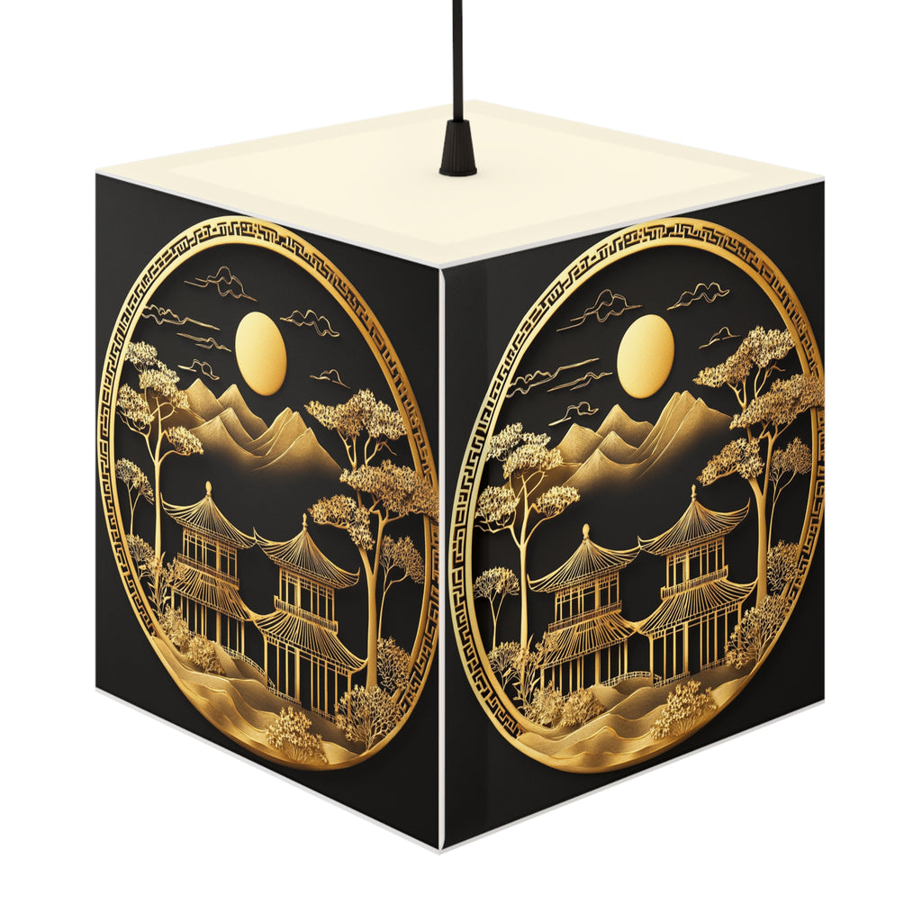 DECO - Lampe Cubique ZEN Temple Couleur Dorée