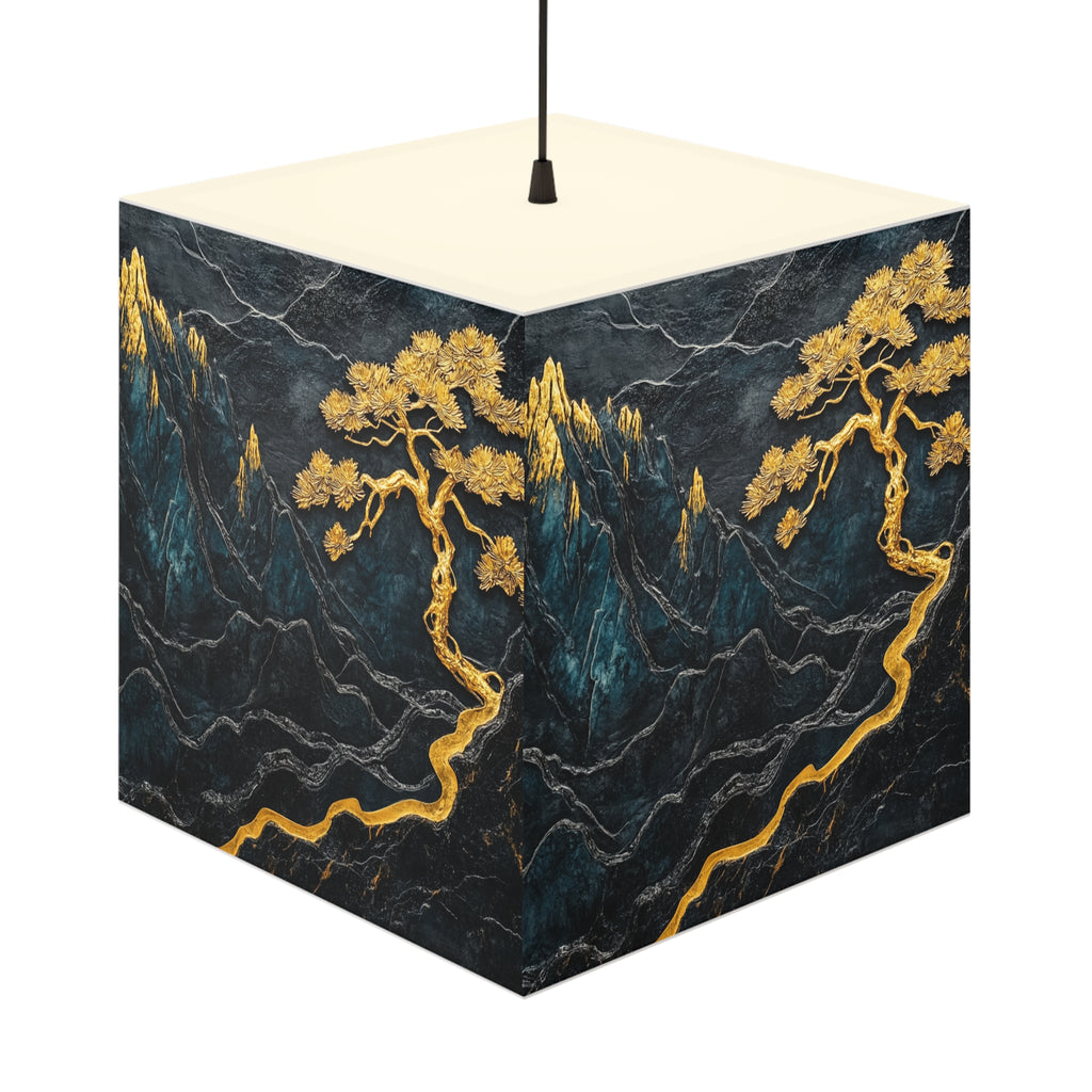 DECO - Lampe Cubique ZEN Paysage Montagneux Texture Marbrée