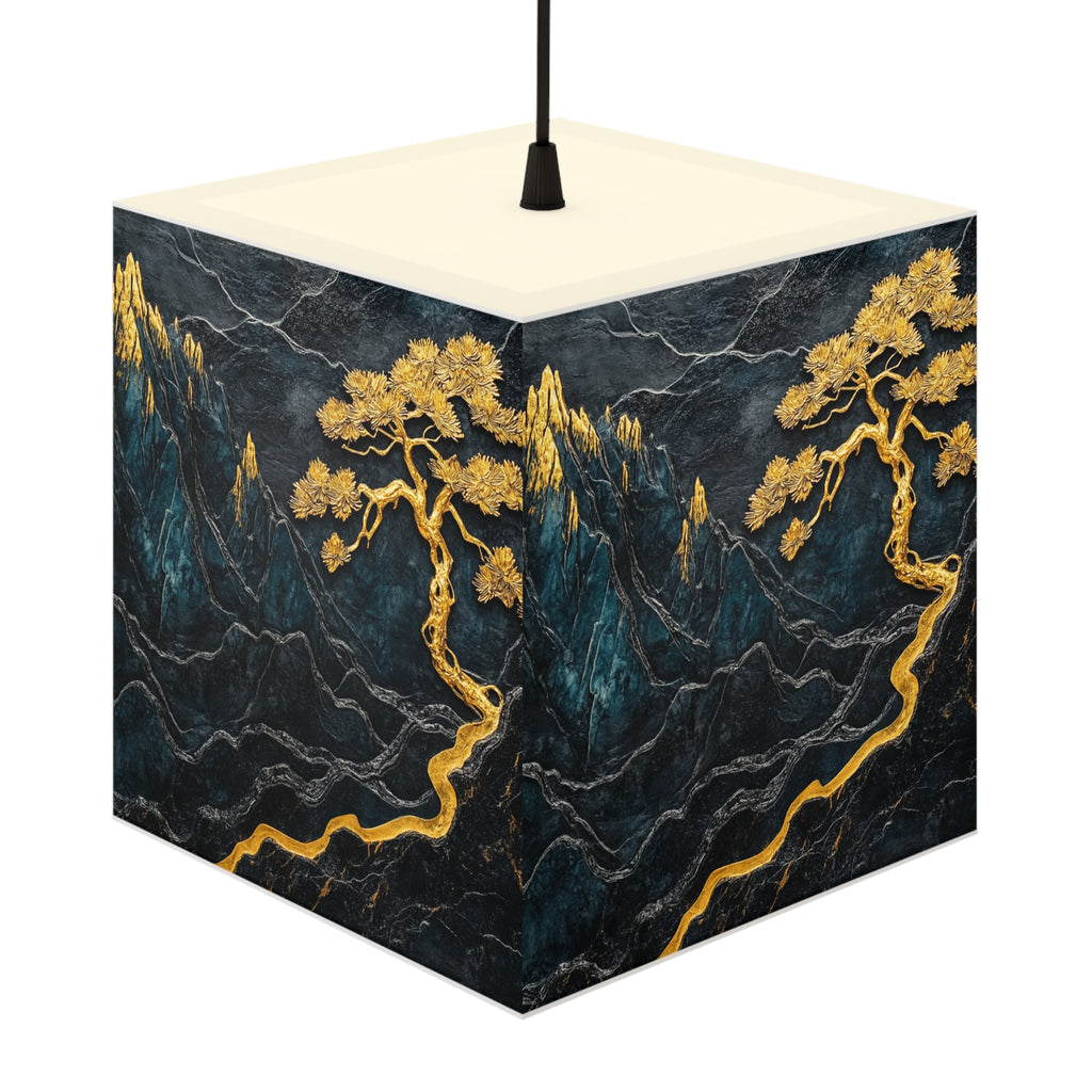 DECO - Lampe Cubique ZEN Paysage Montagneux Texture Marbrée
