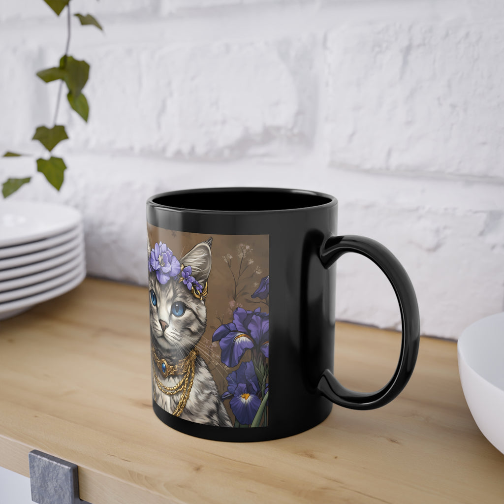 Mug Chat Couronne de Fleurs Violettes