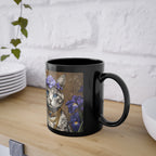 Mug Chat Couronne de Fleurs Violettes