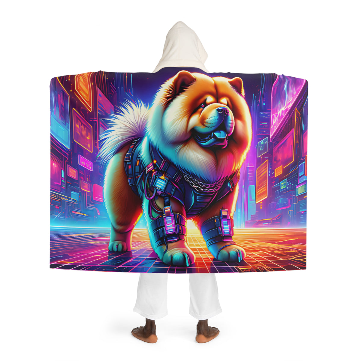 Plaid à Capuche Chow Chow cyberpunk