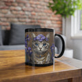 Mug Chat Couronne de Fleurs Violettes