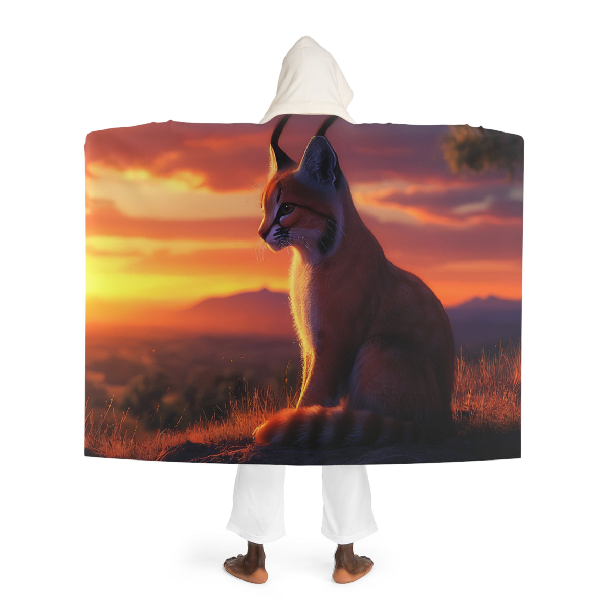 Plaid à Capuche Caracal au Levé du Jour
