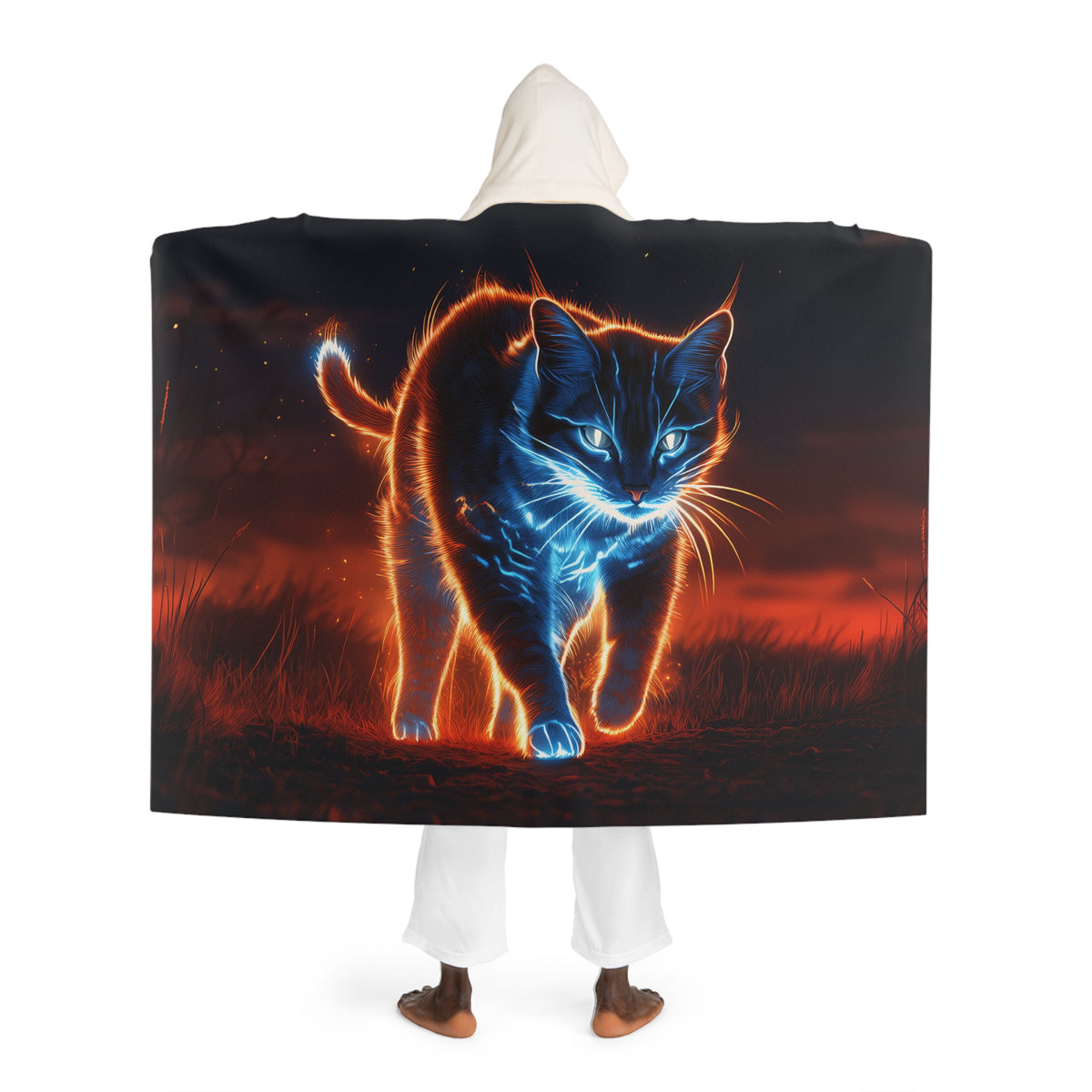 Plaid à Capuche Chat Sauvage Lumineux