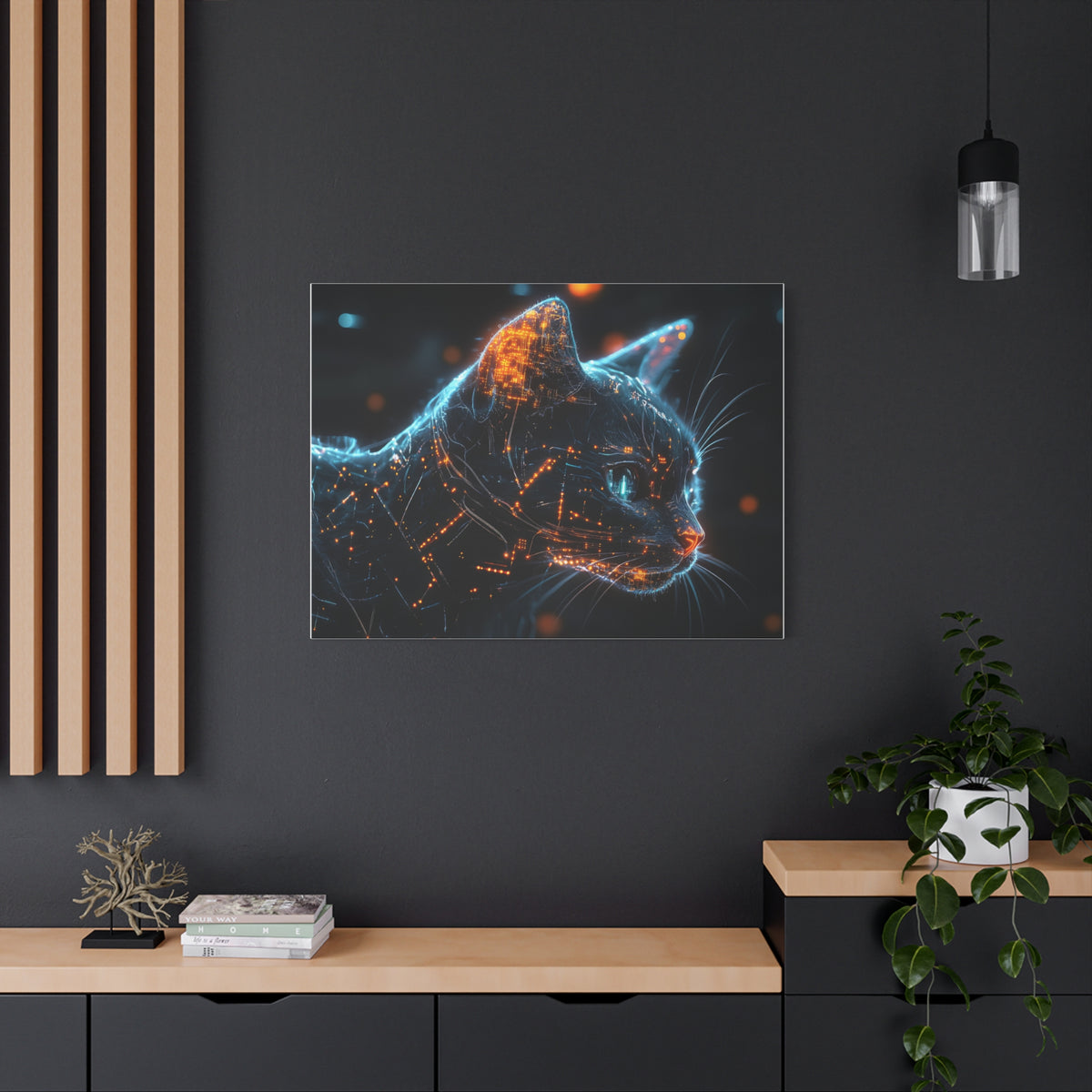 Tableau Tête de Chat Cybernétique