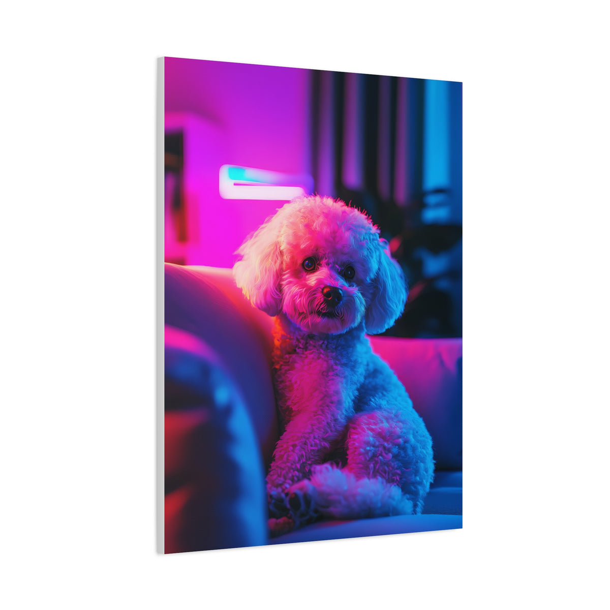 Tableau Bichon Frisé Salon Neon Lights