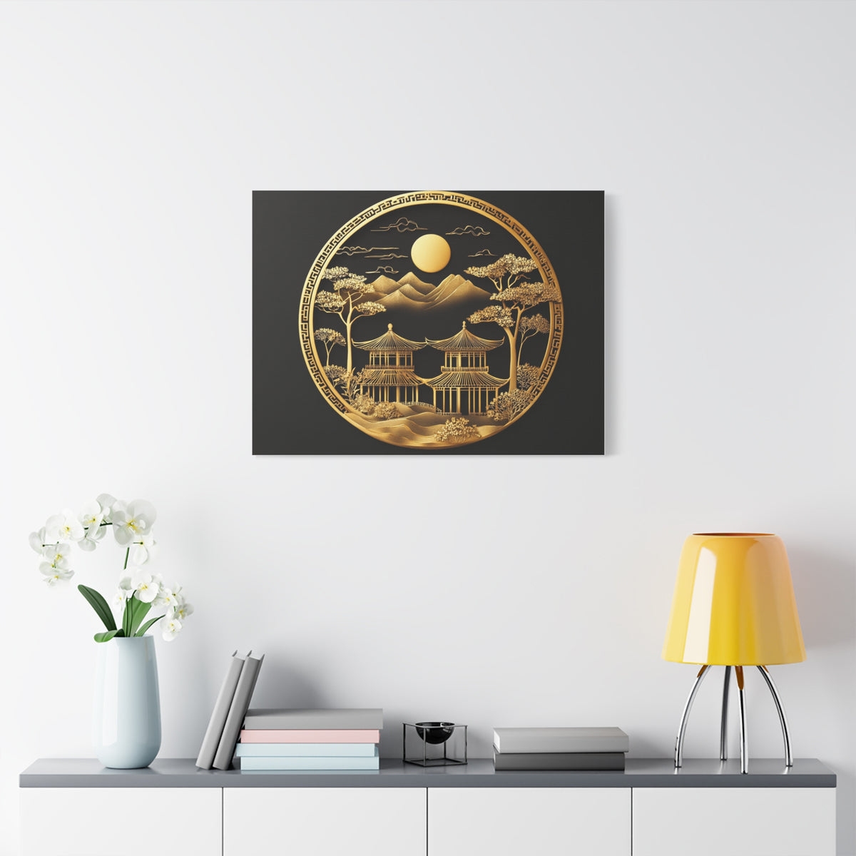 Tableau Temple Doré en Cercle