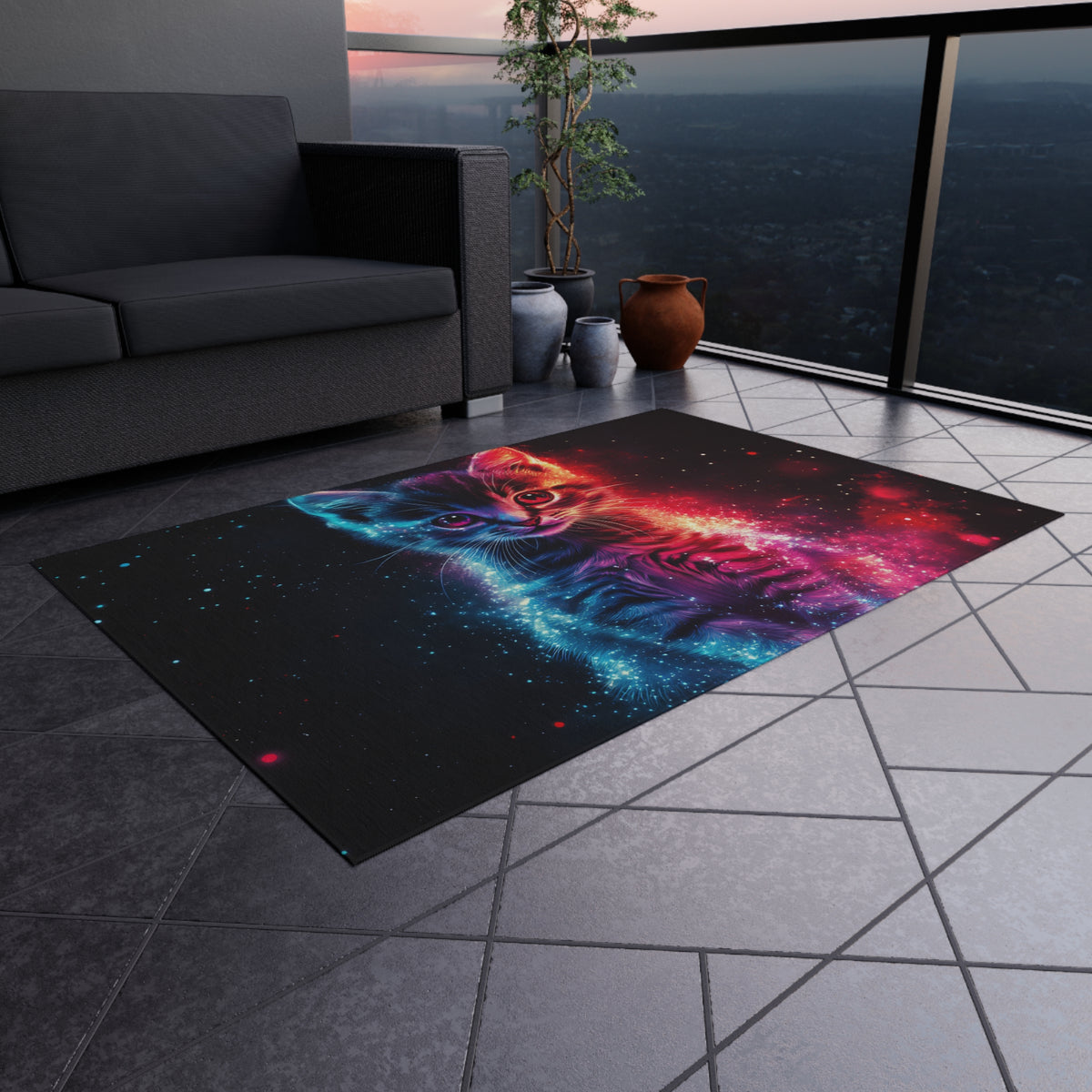 Tapis de salon Chaton Galaxie