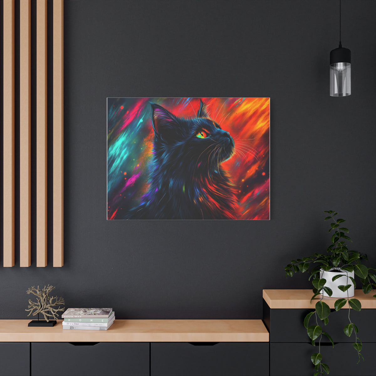 Tableau Chat Noir Rêveur