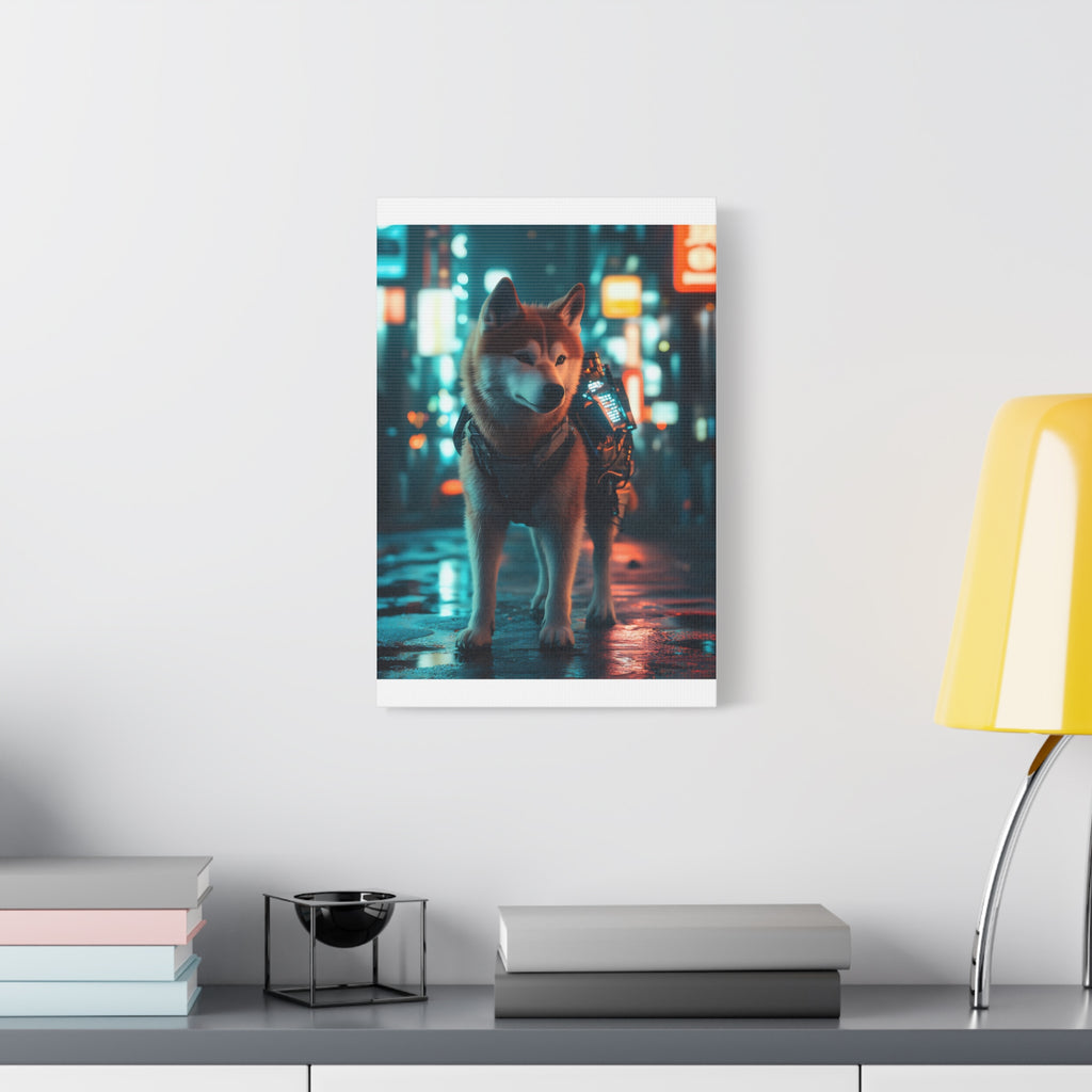 Tableau Akita Inu Cyberpunk