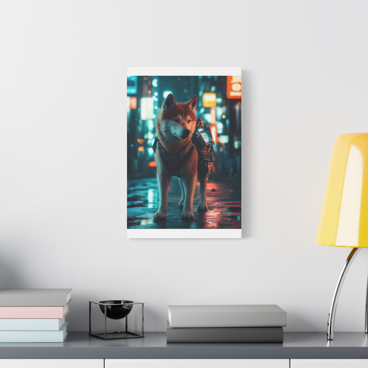 Tableau Akita Inu Cyberpunk