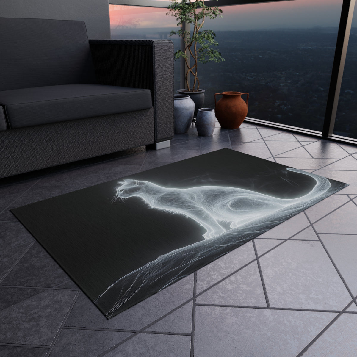Tapis de salon Silhouette Spectrale de Chat