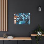 Tableau Cyberpunk Moto Blanche Futuriste
