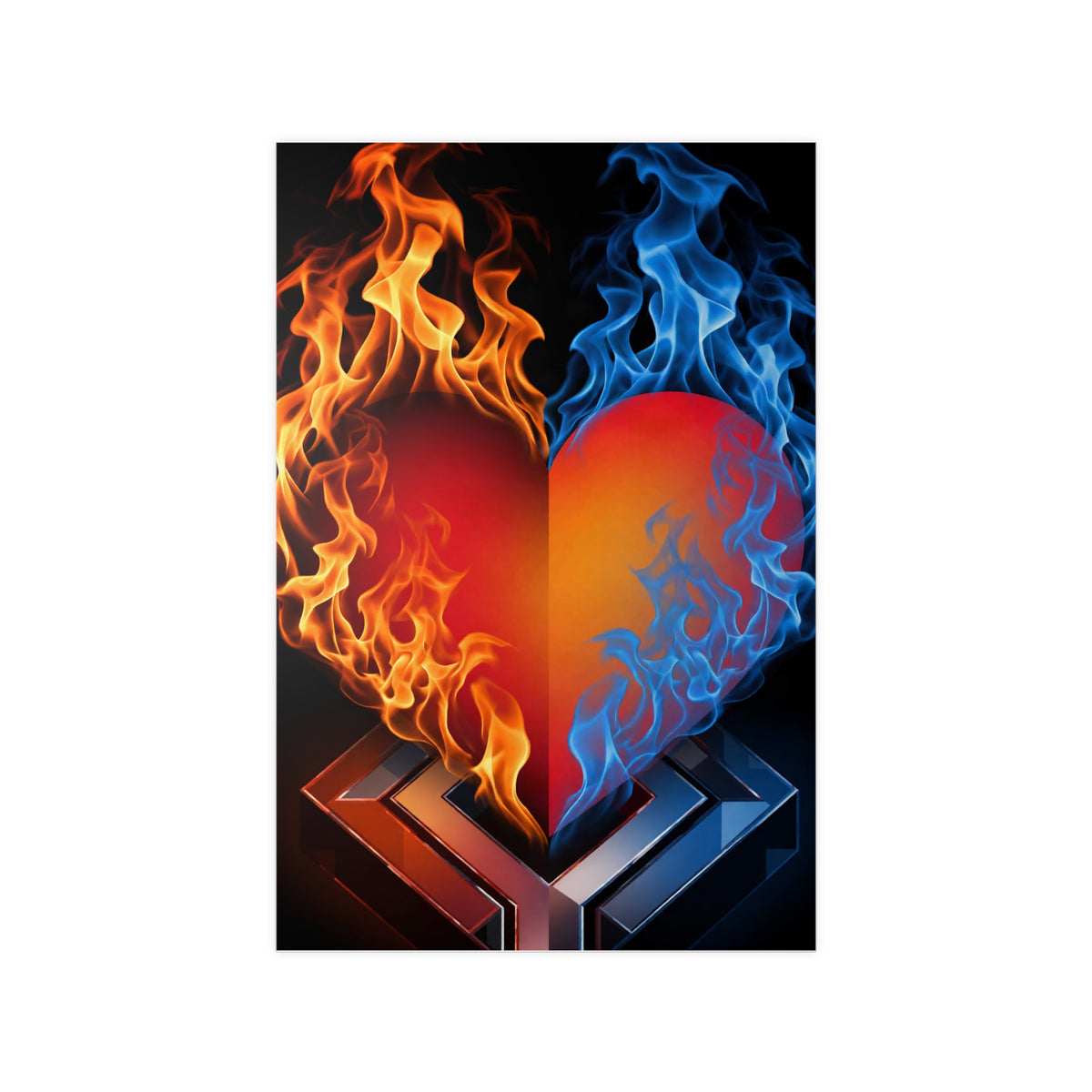 Poster Coeur Bicolore