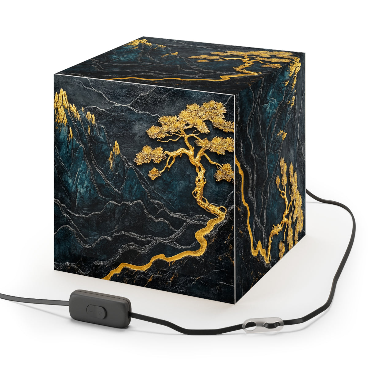 DECO - Lampe Cubique ZEN Paysage Montagneux Texture Marbrée