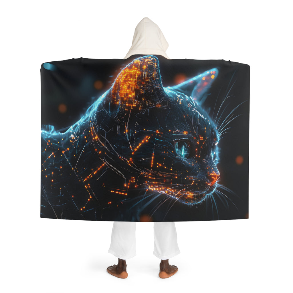 Plaid à Capuche Tête de Chat Cybernétique