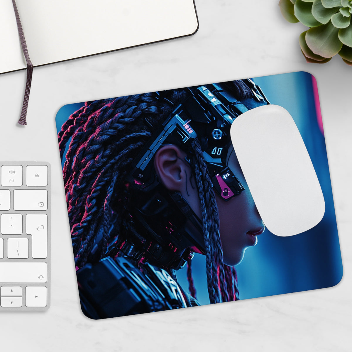 Tapis de souris Cyberpunk Brune aux Dreadlocks