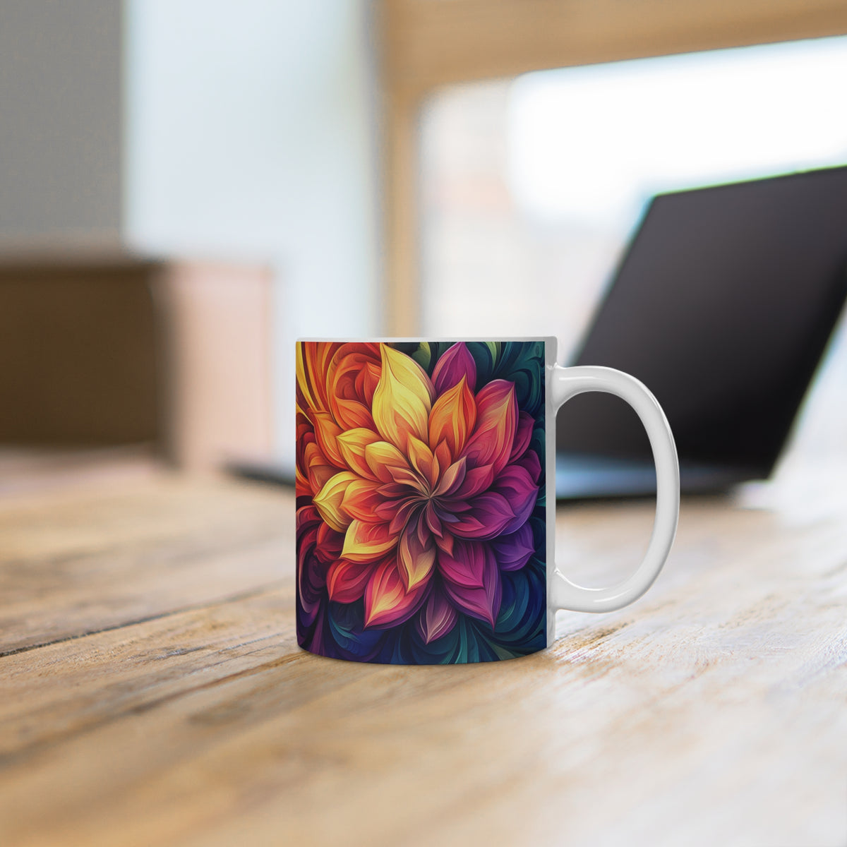 Mug blanc Mandala de l'Uniformité Intérieure
