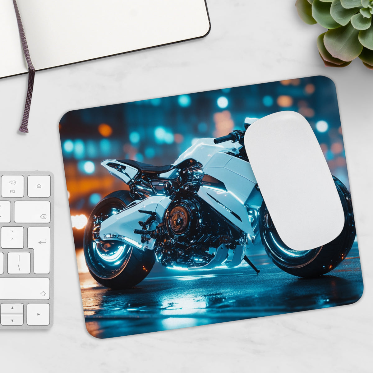 Tapis de souris Moto Blanche Futuriste