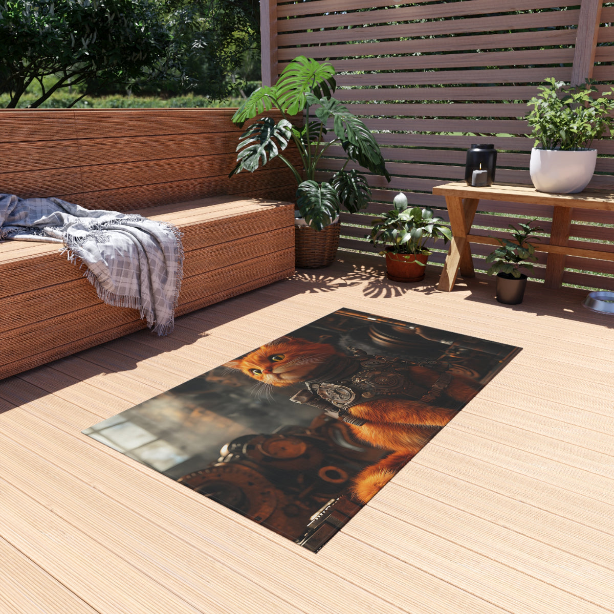 Tapis de salon Chat Orange Steampunk