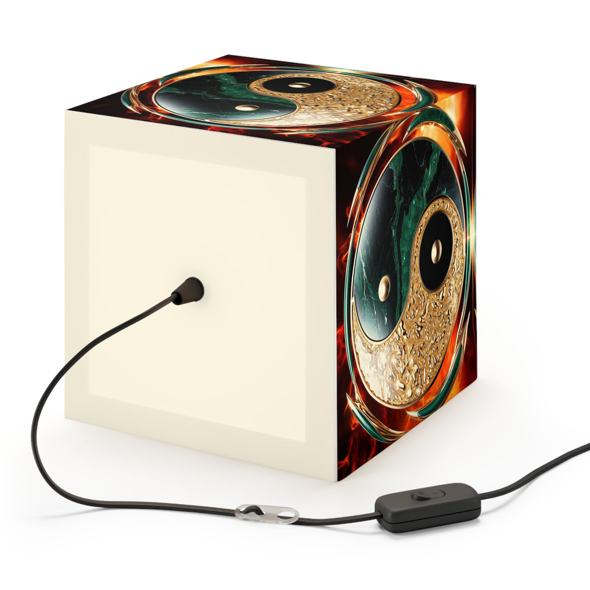 DECO - Lampe Cubique ZEN Yin Yang Marbré Enflammé