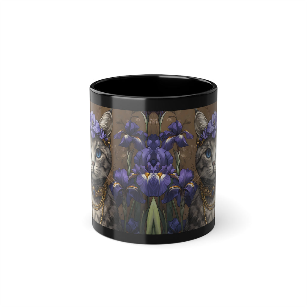 Mug Chat Couronne de Fleurs Violettes