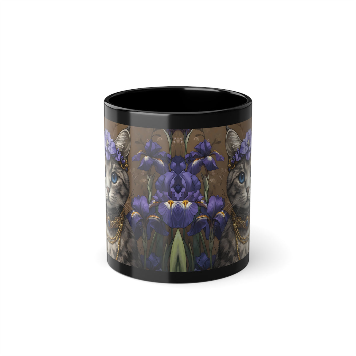 Mug Chat Couronne de Fleurs Violettes