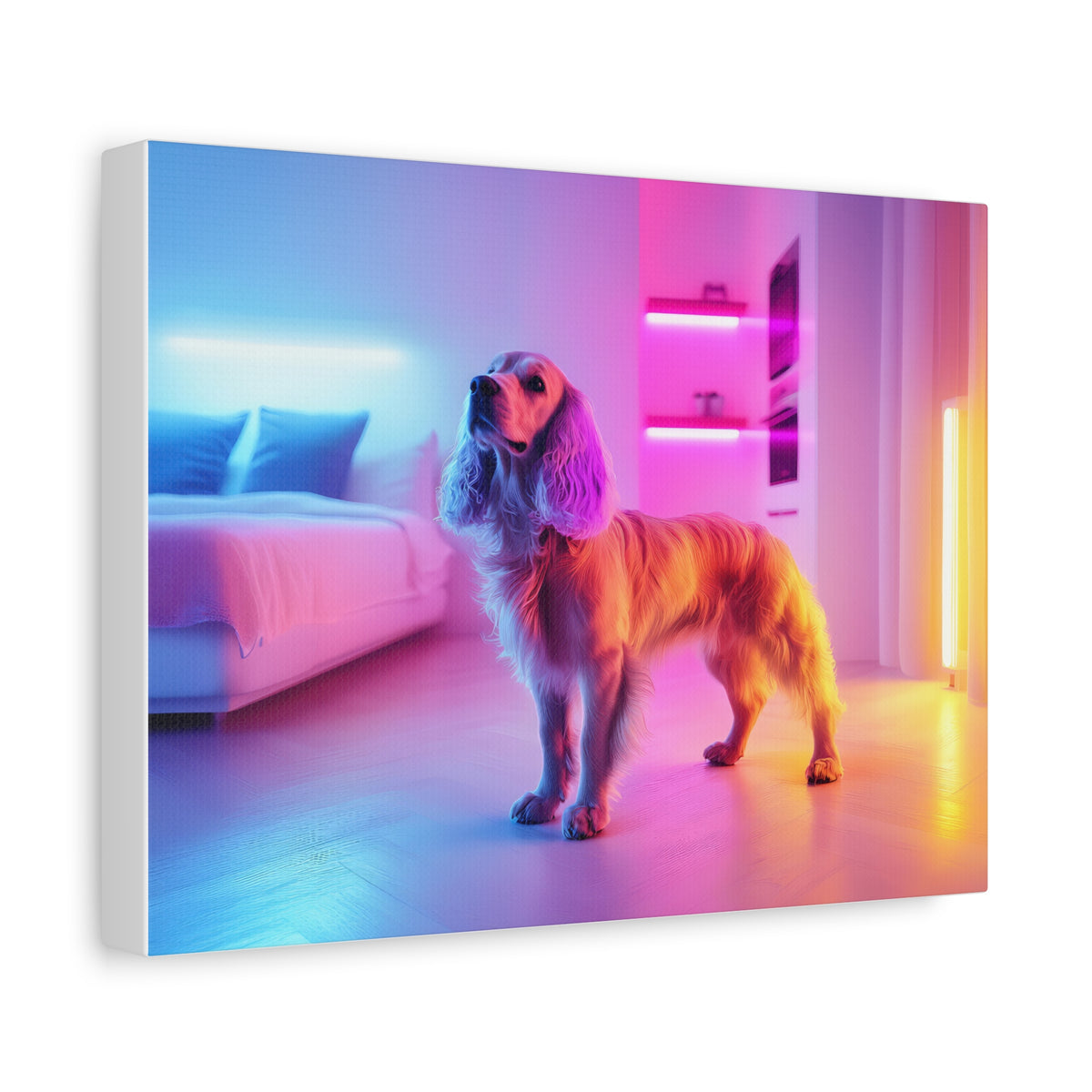 Tableau Cocker Spaniel Chambre Néon Lights
