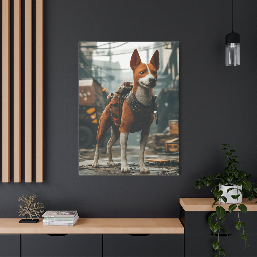 Tableau Basenji Cyberpunk