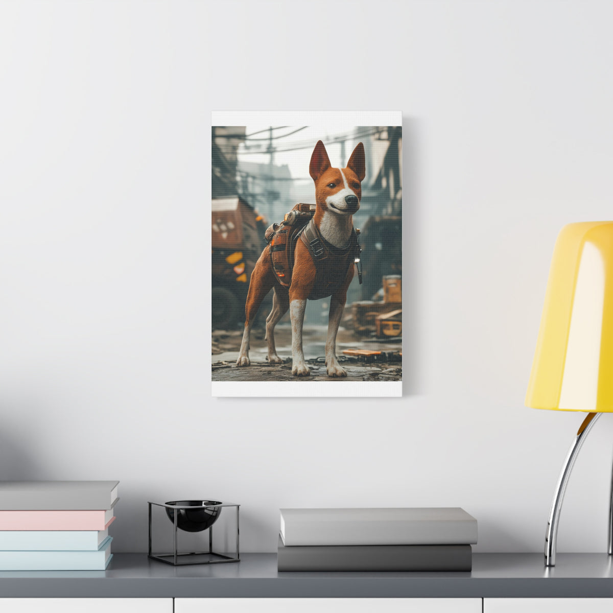 Tableau Basenji Cyberpunk
