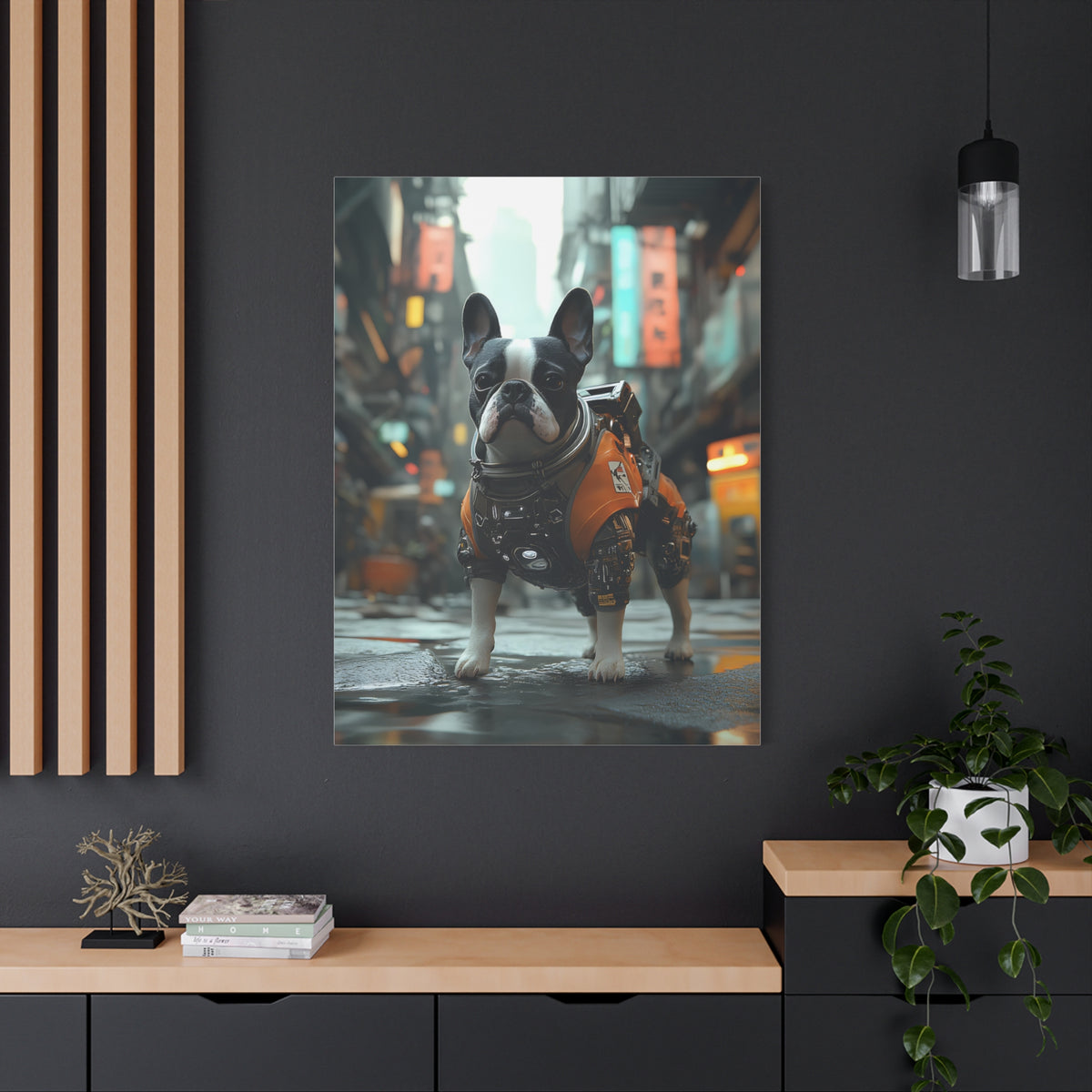 Tableau Boston Terrier Cyberpunk