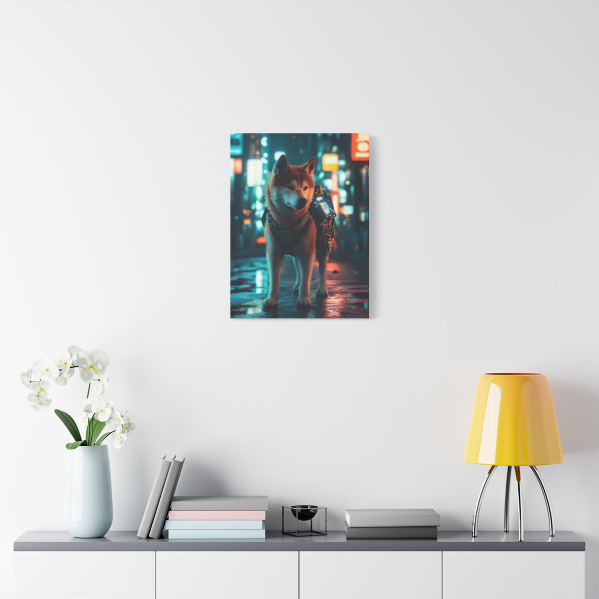 Tableau Akita Inu Cyberpunk