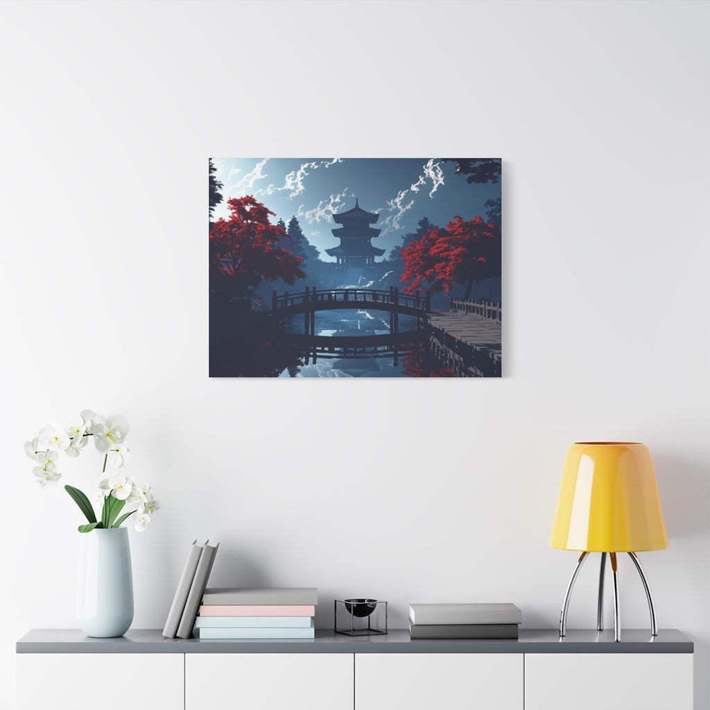 Tableau Pont et Temple du Japon