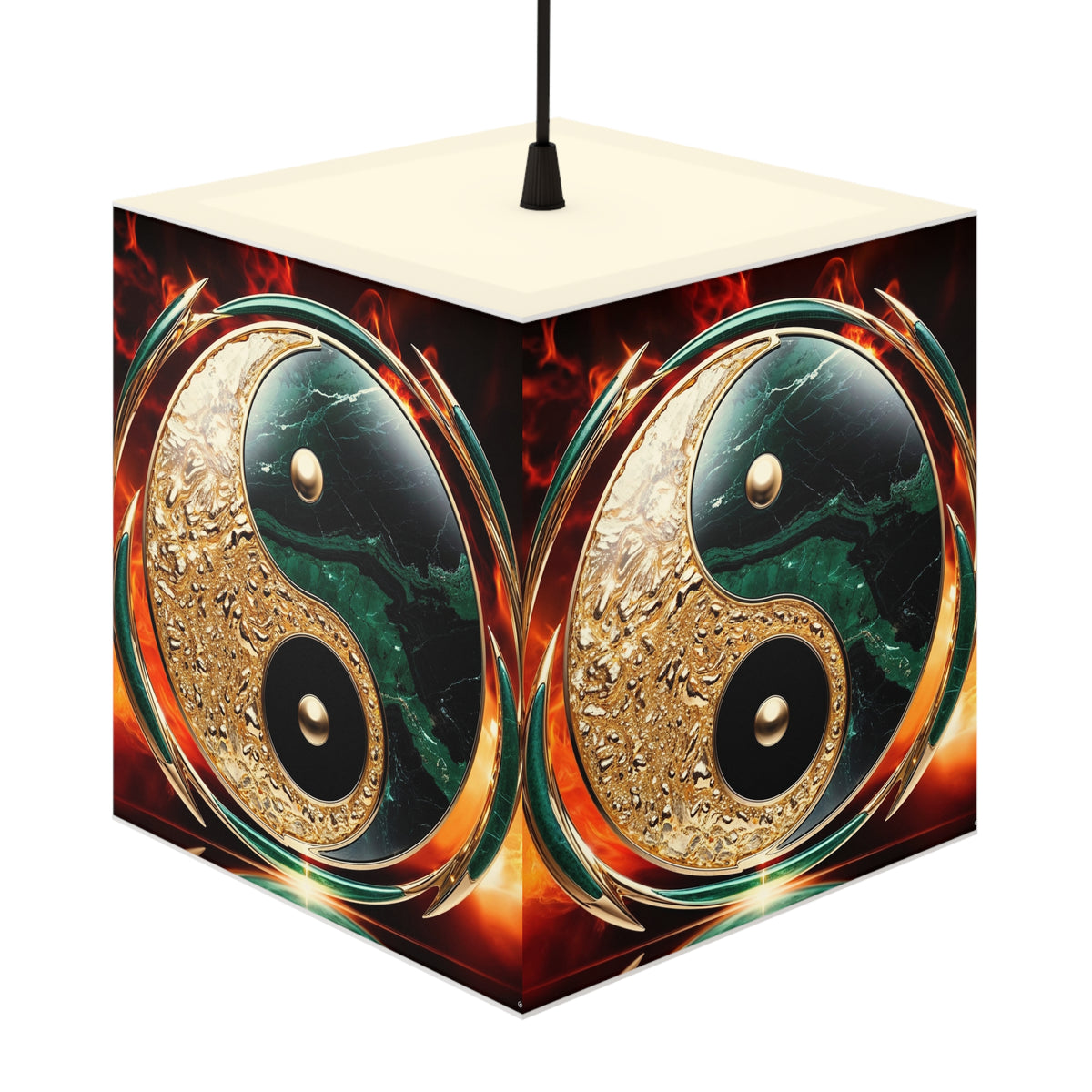 DECO - Lampe Cubique ZEN Yin Yang Marbré Enflammé