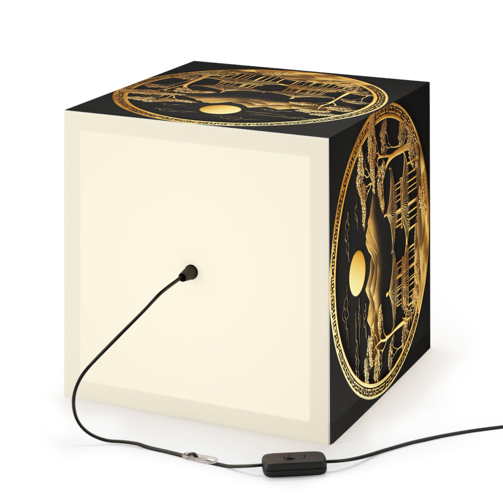 DECO - Lampe Cubique ZEN Temple Couleur Dorée
