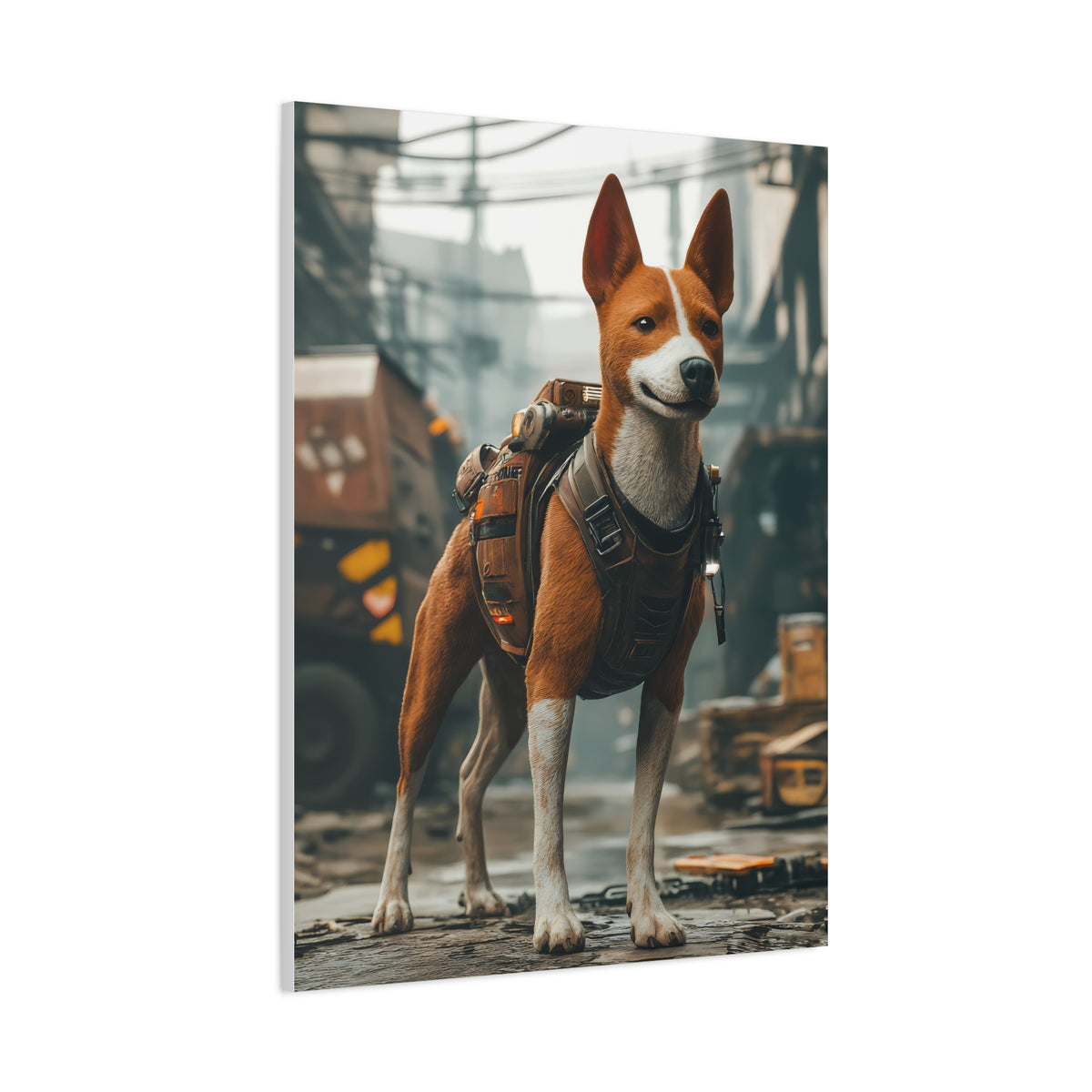 Tableau Basenji Cyberpunk