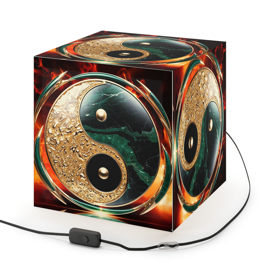 DECO - Lampe Cubique ZEN Yin Yang Marbré Enflammé