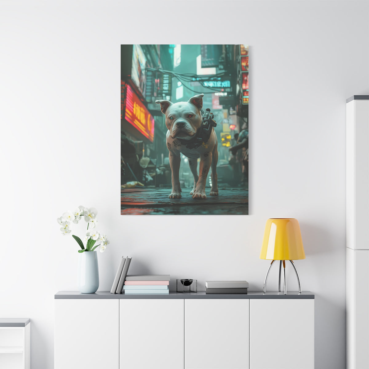 Tableau Staddfordshire-Bull-Terrier Cyberpunk