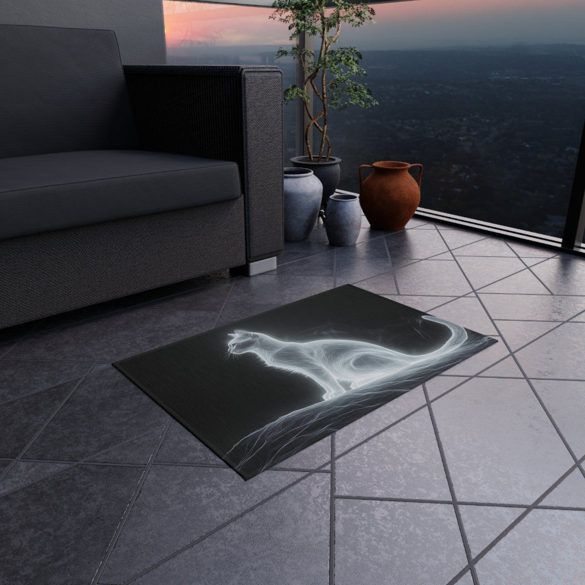 Tapis de salon Silhouette Spectrale de Chat