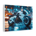 Tableau Cyberpunk Moto Blanche Futuriste