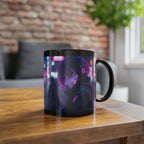 Mug Noir Cyberpunk Fille Masquée Ambiance Néon